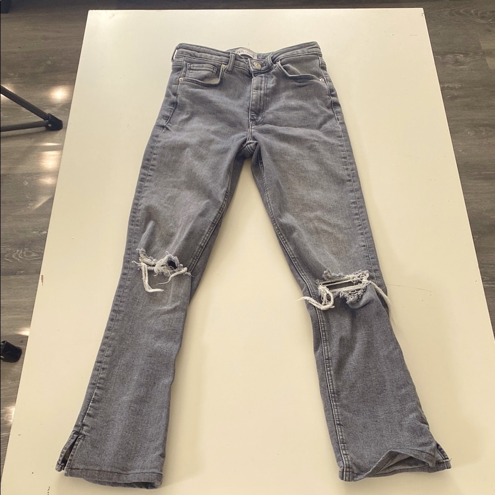 ZARA Distressed Gray Women's Jeans